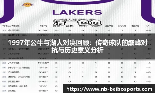 1997年公牛与湖人对决回顾：传奇球队的巅峰对抗与历史意义分析