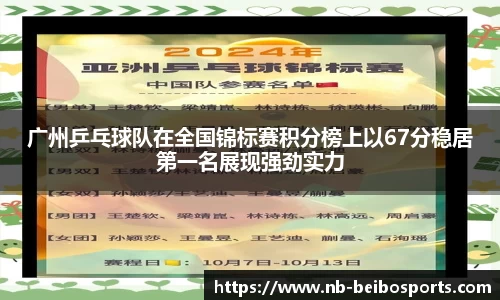 广州乒乓球队在全国锦标赛积分榜上以67分稳居第一名展现强劲实力